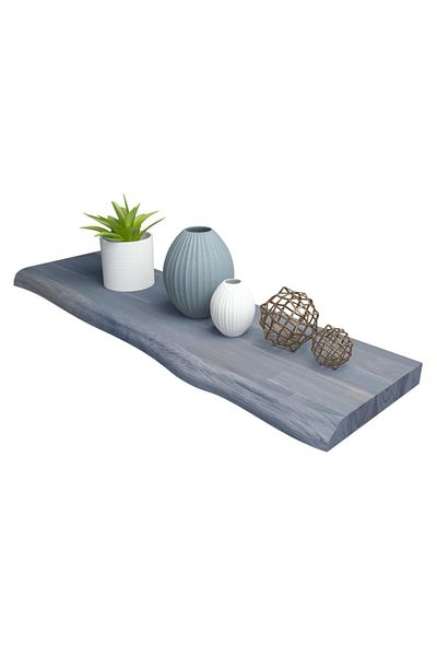 INTERBUILD REAL WOOD Interbuild Floating Wall Shelf,Solid Acacia,Fsc,90X25X3,8 Cm,Fj,Natural Edged,Dusk Gray