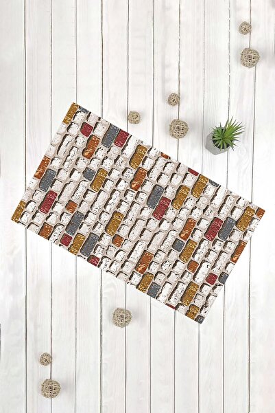 Evsebu Model de perete de piatră Roșu Galben Covoraș decorativ multifuncțional pentru ușă