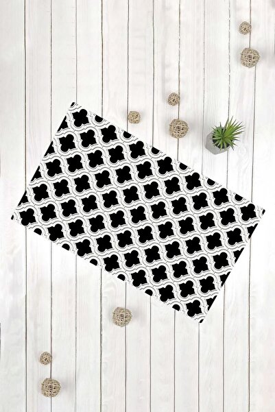 Evsebu Μαύρο και άσπρο γεωμετρικό σχέδιο Διακοσμητικό χαλάκι πολλαπλών χρήσεων για την πόρτα