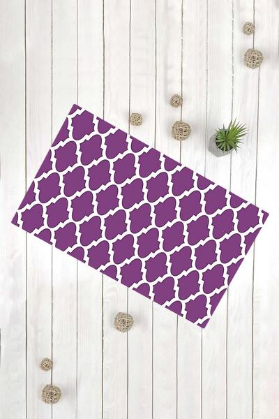 Evsebu Λευκό μωβ γεωμετρικό σχέδιο Διακοσμητικό χαλάκι πολλαπλών χρήσεων για την πόρτα