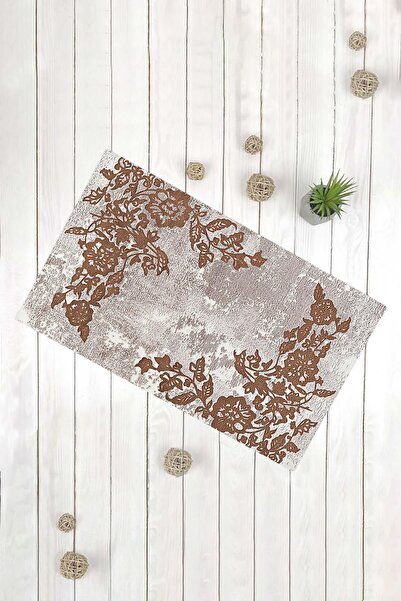 Evsebu Διακοσμητικό χαλάκι πόρτας πολλαπλών χρήσεων με μοτίβο καφέ λουλουδιών