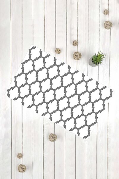 Evsebu Λευκό γκρι γεωμετρικό μοτίβο Διακοσμητικό χαλάκι πολλαπλών χρήσεων για την πόρτα