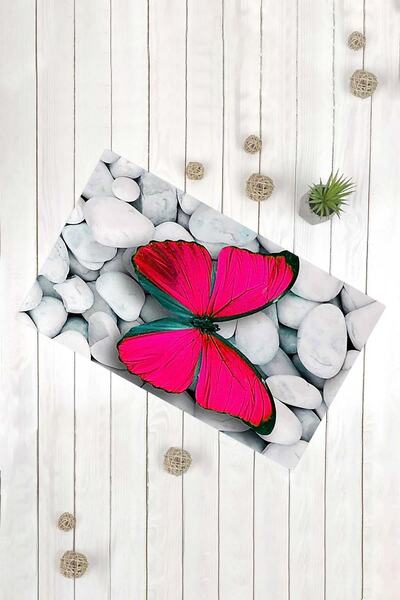 Evsebu Covoraș decorativ multifuncțional pentru ușă cu model fluture roz