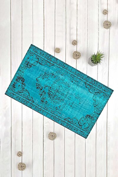 Evsebu Covoraș decorativ multifuncțional pentru ușă cu motiv de covor antic, albastru