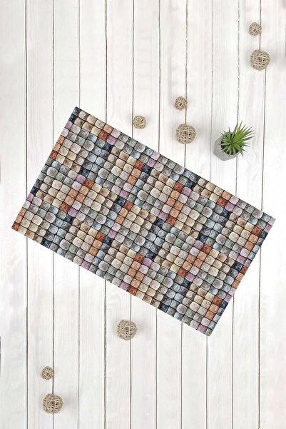 Evsebu Covoraș decorativ pentru ușă din față cu perete pătrat colorat