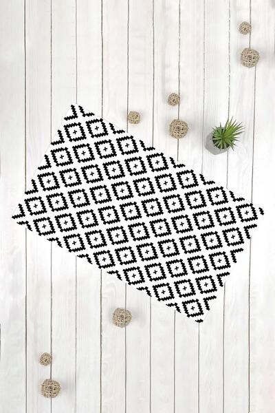 Evsebu Διακοσμητικό χαλάκι πόρτας πολλαπλών χρήσεων με ασπρόμαυρο μοτίβο