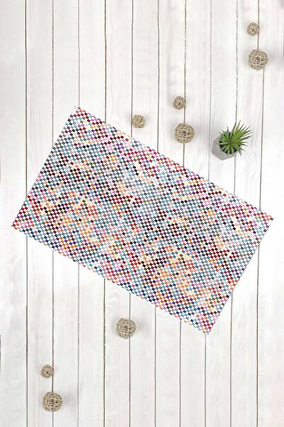 Evsebu Covoraș decorativ multifuncțional cu motiv mini pătrat colorat pentru ușă