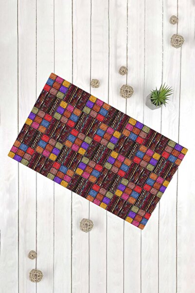 Evsebu Colorful Square And Lines Multi-Purpose Decorative Door Mat