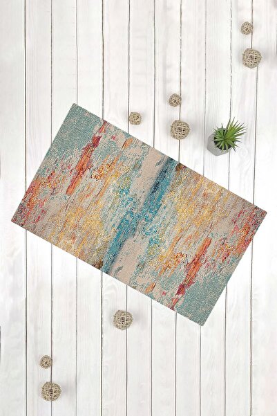 Evsebu Modern Motif Orange Blue Multi-Purpose Decorative Door Mat