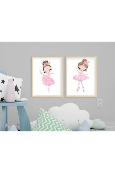 Ya&mu Tablosetleri 2 Adet 33 X 45cm Büyük Boy Ahşap Çerçeveli Bebek, Çocuk Od...