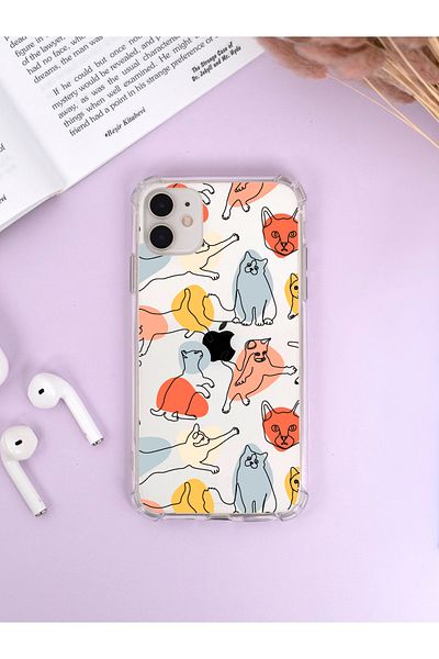 mooodcase حافظة شفافة فاخرة لهاتف آيفون 11 مقاومة للصدمات على شكل قطة لطيفة