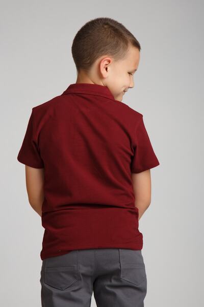 Dragora Combed Cotton Polo Neck Claret Red School T-shirt