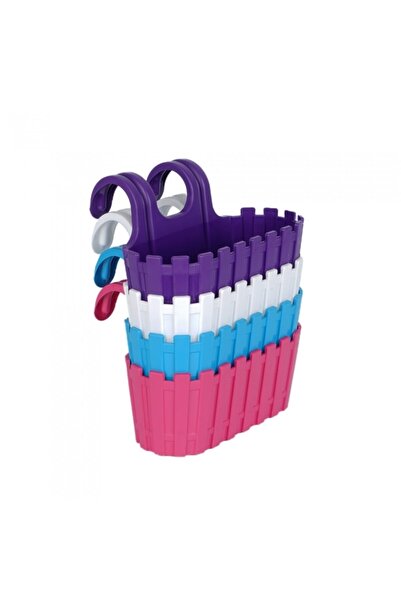 Genel Markalar Akasya Çift Askılı Saksı, 30 Cm Renkli Çit Balkon Saksı, 2 Renk Asılabilir Balkon Saksısı