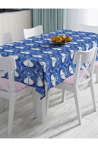 Realhomes Blue Floor Butterfly Floral Design Special Față de masă modernă imprimată digital