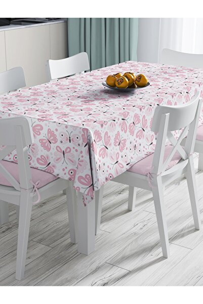 Realhomes Renkli Kelebek Motifli Dijital Baskılı Modern Masa Örtüsü