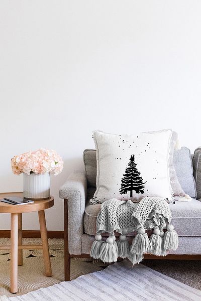 Realhomes Pin alb și negru cu model digital imprimat modern Raschel tricotat pernă husă de pernă