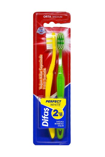 Difaş Perfect White Toothbrush 2 Pack (medium - Medium) - Effective Cleaning