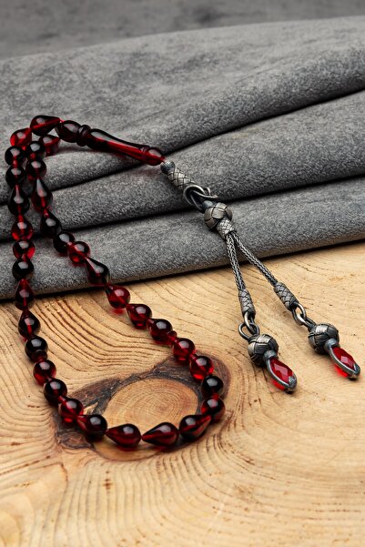 OTTOTESBİH Сребърна казаз пискюл 7x11 мм капка камък огнен кехлибар молитвени...