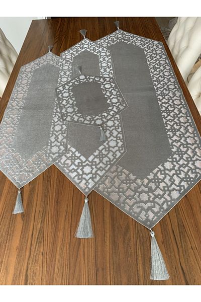 NURHAN HOME COLLECTION Σετ Σαλονιού Σελτζούκου Μοντέλο Ασημί Χρώμα 4 τεμαχίων
