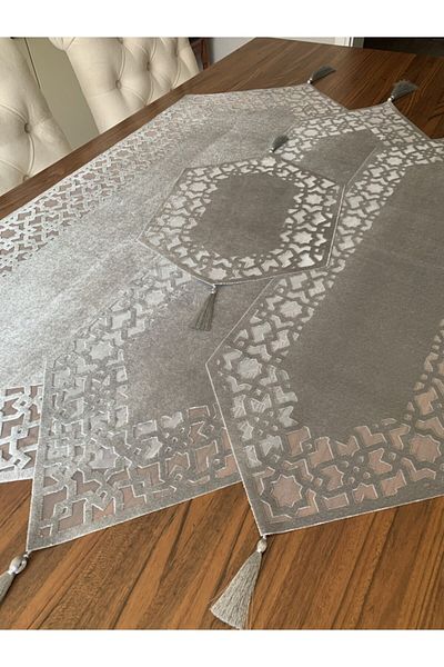 NURHAN HOME COLLECTION Σετ Σαλονιού Σελτζούκου Μοντέλο Ασημί Χρώμα 4 τεμαχίων