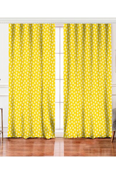 Realhomes Double Wing Yellow Backdrop Daisy Patterned Digital Printed Modern ...