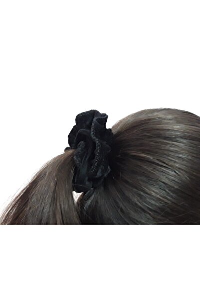 NETİCE ÖYLEK Μαλακή βελούδινη μαύρη φαρδιά ελαστική πόρπη