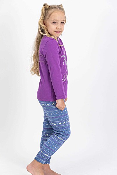 U.S. Polo Assn. Kız Çocuk Mor U.s. Polo Assn Lisanslı  Pijama Takımı