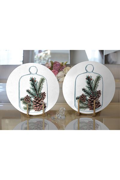 Realhomes 2-Piece Special Design Christmas Themed Digital Printed Decorative Round Charger & Placemat