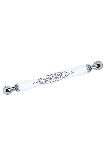 Porcellana Perla Porcelain Handle Cabinet Drawer Furniture Kitchen- Handle Sapphire 160mm-chrome-white-stk070