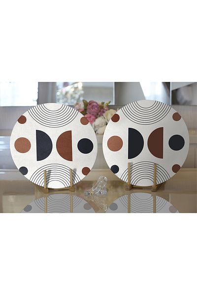Realhomes 2-Piece Abstract Style Digital Printed with Onedraw Drawing Modern Round Charger & Placemat