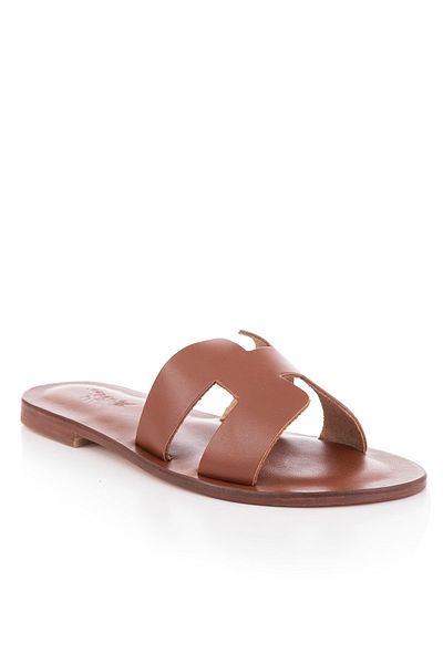 DaphneSandals Handmade Genuine Leather Tan Women's Slippers - 2108