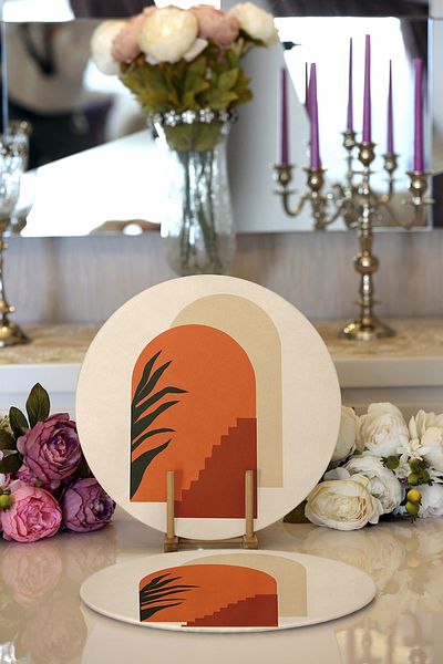 Realhomes 2-Piece Artistic Special Design Digital Printed Modern Round Charger & Placemat