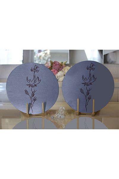 Realhomes 2-Piece Minimalist Special Designed Digital Printed Modern Round Plate & Placemat