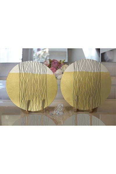Realhomes 2-Piece Abstract Style Digital Printed with Onedraw Drawing Modern Round Charger & Placemat