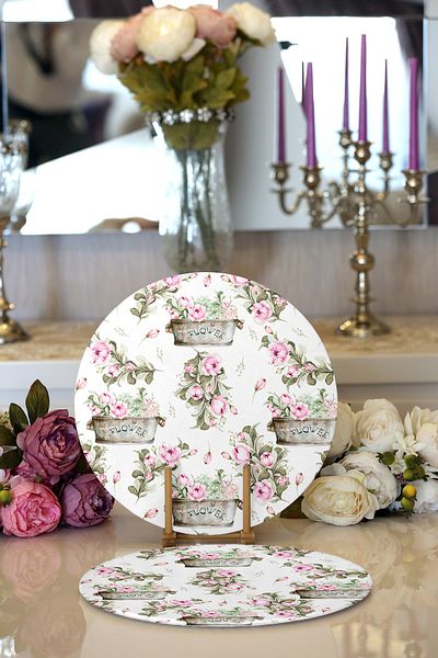 Realhomes 2-Piece Flower & Flower Bundles Special Design Digital Printed Modern Round Plate & Placemat