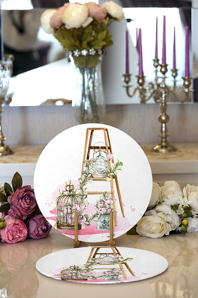 Realhomes 2-Piece Flower Bundles Special Design Digital Printed Modern Round Charger & Placemat