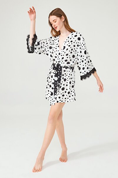 ENNA MODA الموسم الجديد، نمط منقط، 100% فيسكوز، كيمونو فائق النعومة/مساء