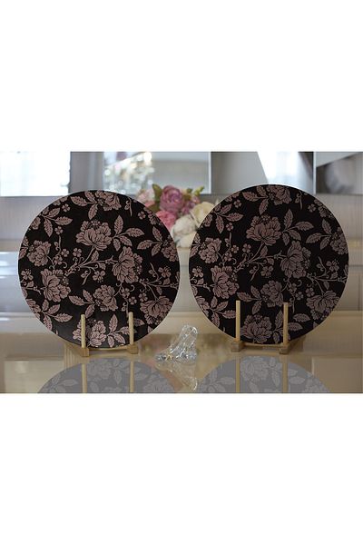 Realhomes 2-Piece Special Design Rose Design Digital Printed Modern Round Charger & Placemat