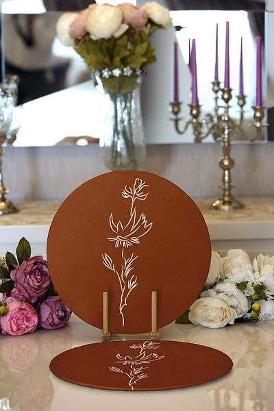 Realhomes 2-Piece Coffee Floor Minimalist Drawing Digital Printed Modern Round Plate & Placemat