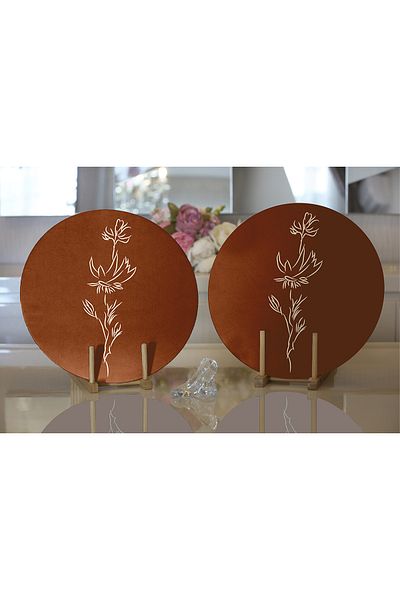 Realhomes 2-Piece Coffee Floor Minimalist Drawing Digital Printed Modern Round Plate & Placemat