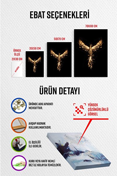 GIFTDECO Phoenix Anka Kuşu Tuval Kanvas Tablo