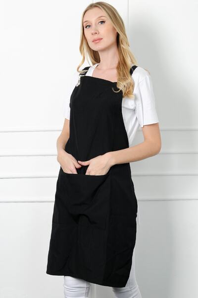 ModaCanel أزياء كانيل مطبخ كوك الرسن الرقبة المئزر الأسود