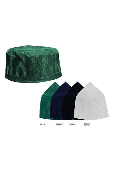 SOYLU Takke Prayer Skull Topbaş Memory Embroidered Skullcap Navy Blue Color 12 Pieces