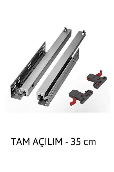 SAMET Smart Slide Frenli Tam Açılım (full) Çekmece Rayı / Mandallar Dahil (sağ Ve Sol) / 35 Cm