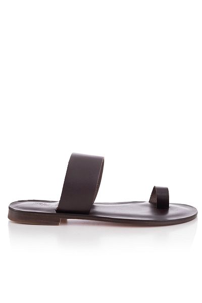 DaphneSandals Handmade Genuine Leather Brown Women's Slippers Kk3532
