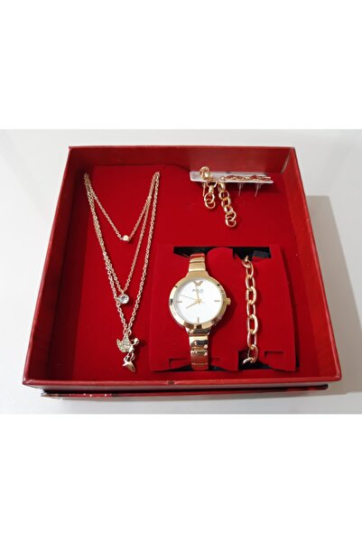 renkli çiçekler Kadın Saat Kolye Küpe Bileklik Set Kadın Kol Saati