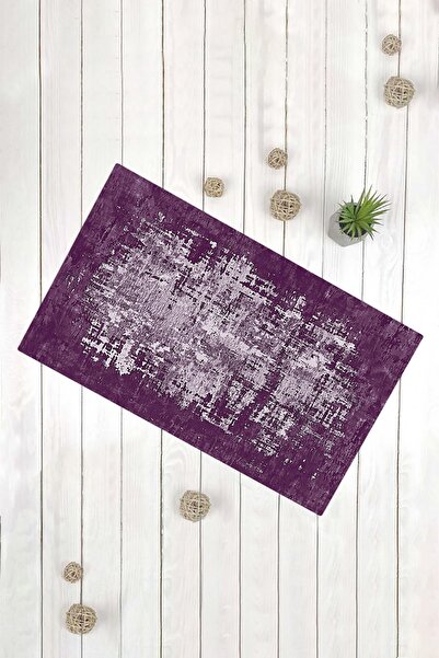 Evsebu Mor Modern Desen Kaymaz Tabanlı Dekoratif Kilim