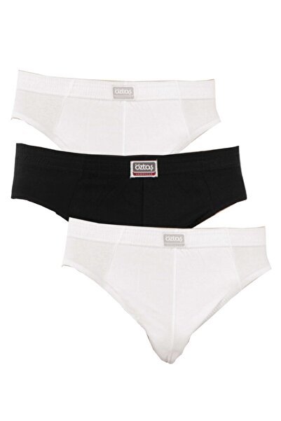 Öztaş Underwear 1199-f Erkek 3'lü Slip Siyah Beyaz