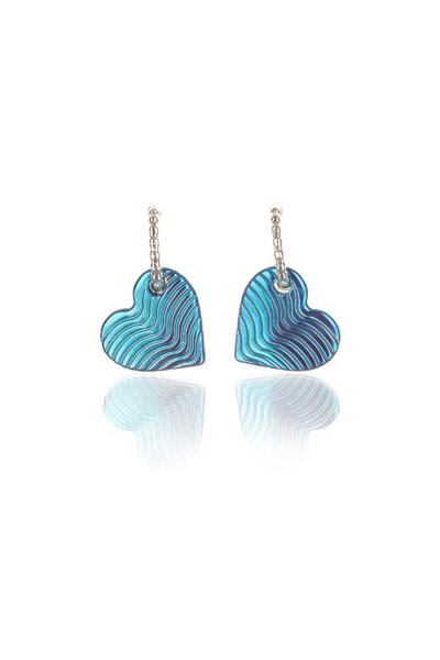Leerybee Chrome Blue Color Antiallergic Heart Earrings