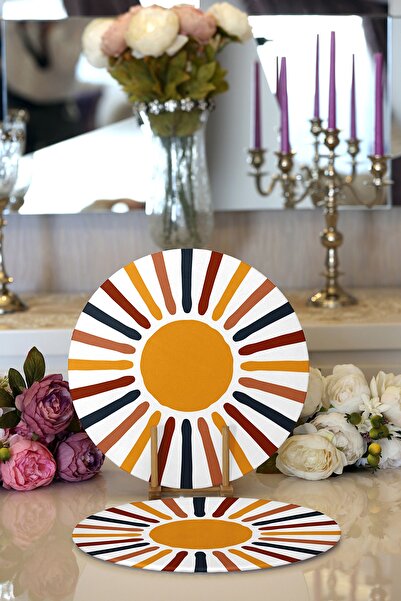 Realhomes 2'li Güneş Ve Renkli Işınları Özel Tasarım Dijital Baskılı Modern Y...